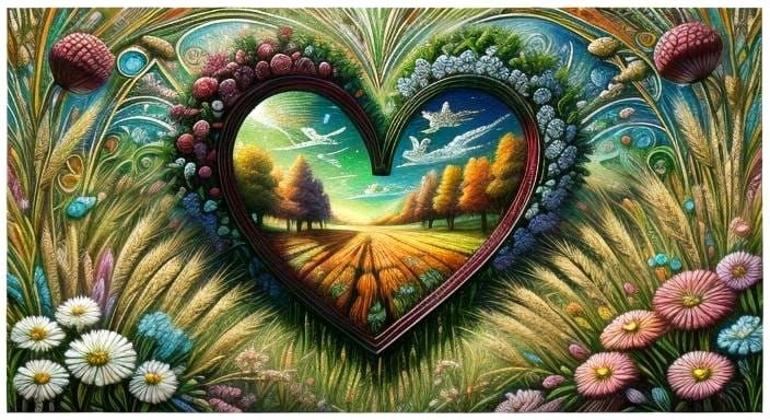 Heart-Shaped Garden in Digital Art Style