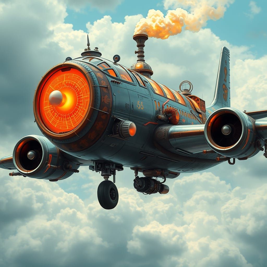 Steampunk Jet Airliner Soars Through the Skies