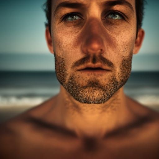 Portrait of Man at the Beach in Speedo