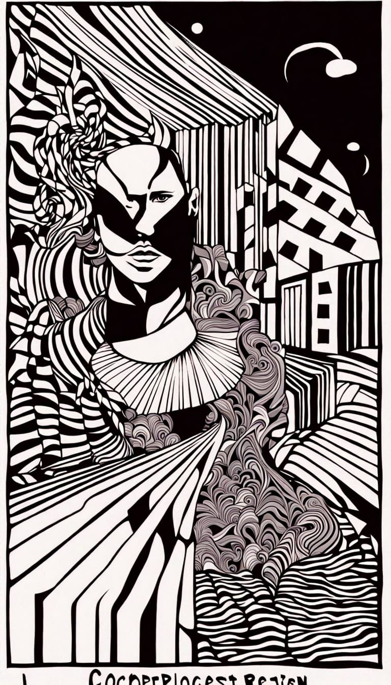 Optical Art Geometry in Escher Style