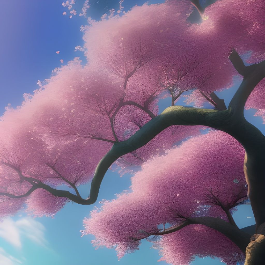 Fantastical Cherry Blossom Tree in Detailed Matte Painting