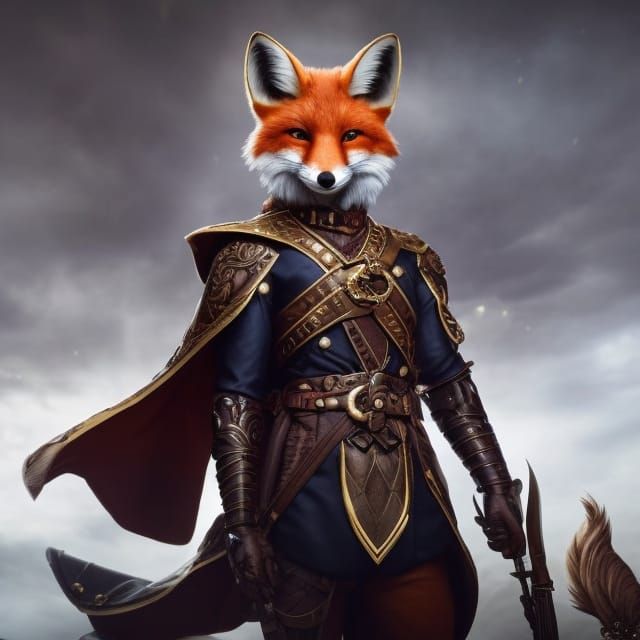Anthro Fox Soldier with Big Eyes in Digital Art