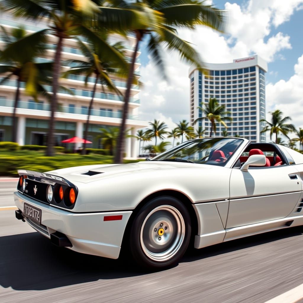 Ferrari Testarossa Races Past Fontainebleau Hotel