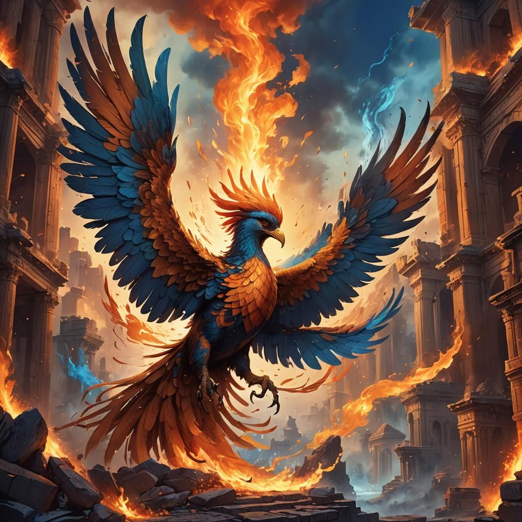Phoenix Rising: Fantastical Concept Art in Orange and Blue