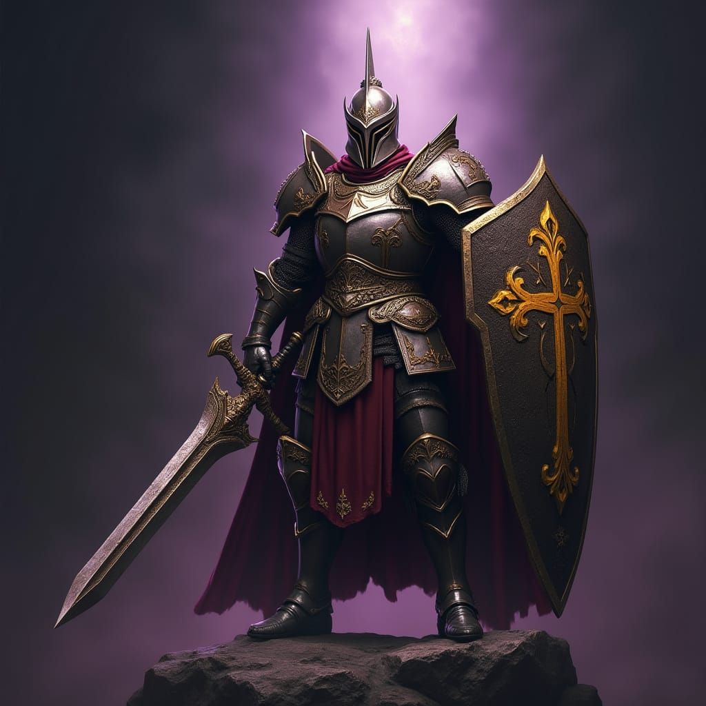 Heroic Paladin in Dark Fantasy Concept Art