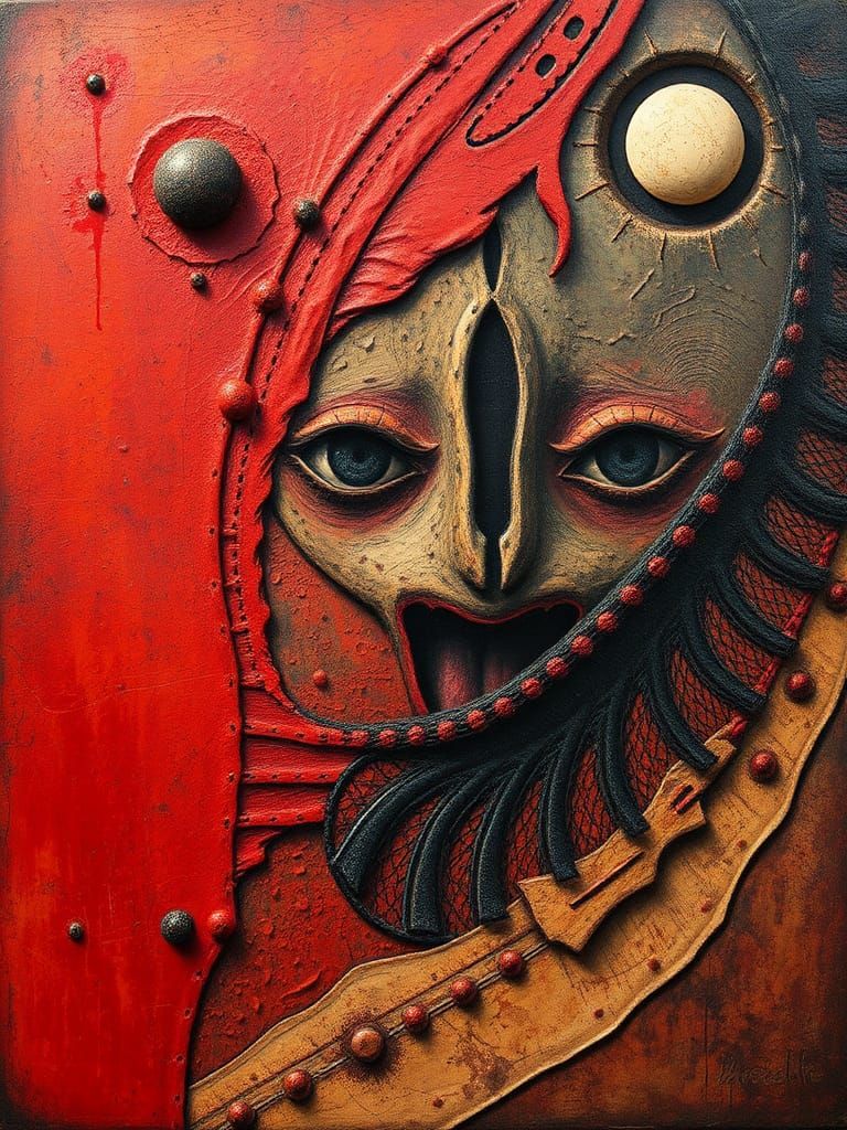 Psychedelic Red Dust Vision in Oil on Leather