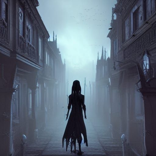 Horror Fantasy City Gate with Skeletons