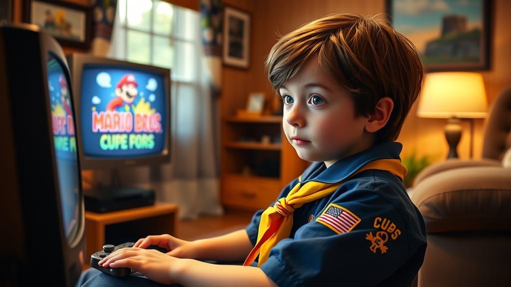 Cub Scout Lost in 80s Nintendo Nostalgia