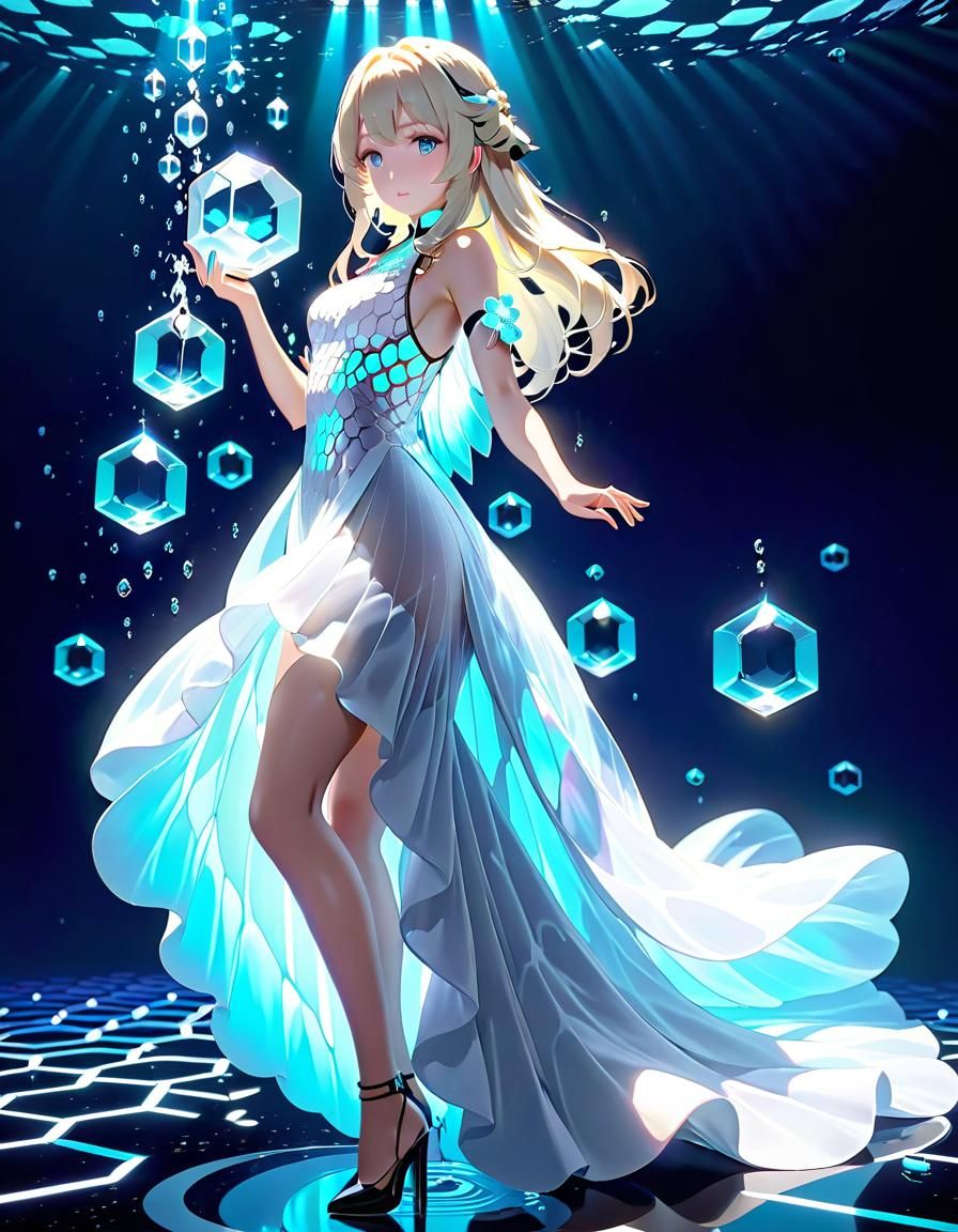 Anime Style Figure in Flowing White Dress