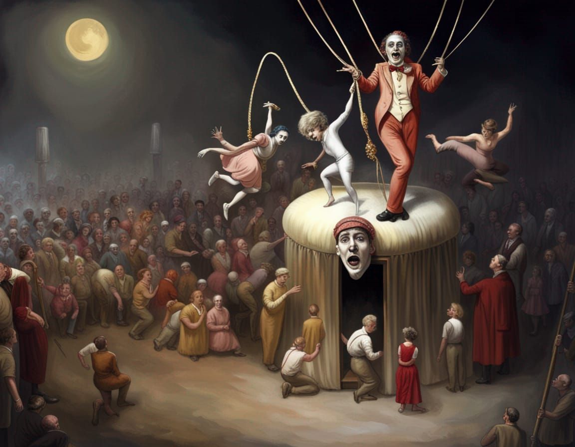 Nightmarish Circus Sideshow Dreamscape in Surreal Style