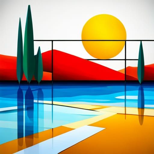 Abstract Geometric Landscape in Mondrian Style