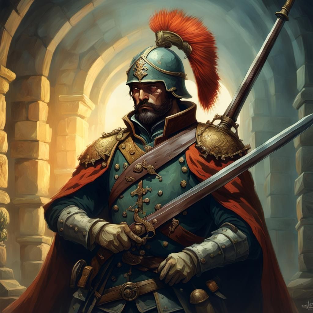 18th Century Soldier in Dark Fantasy Crypt