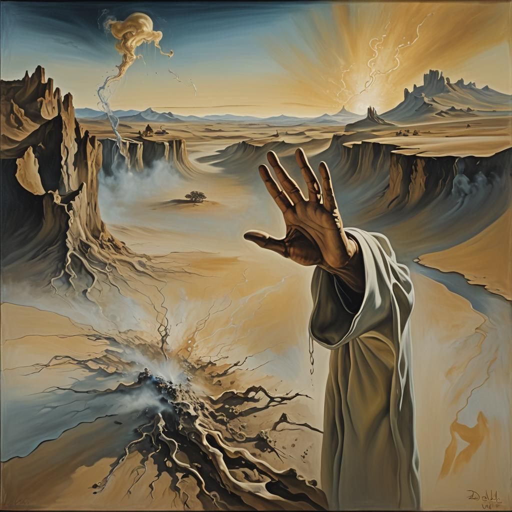 Surreal Ashes Fall in Dreamlike Landscape