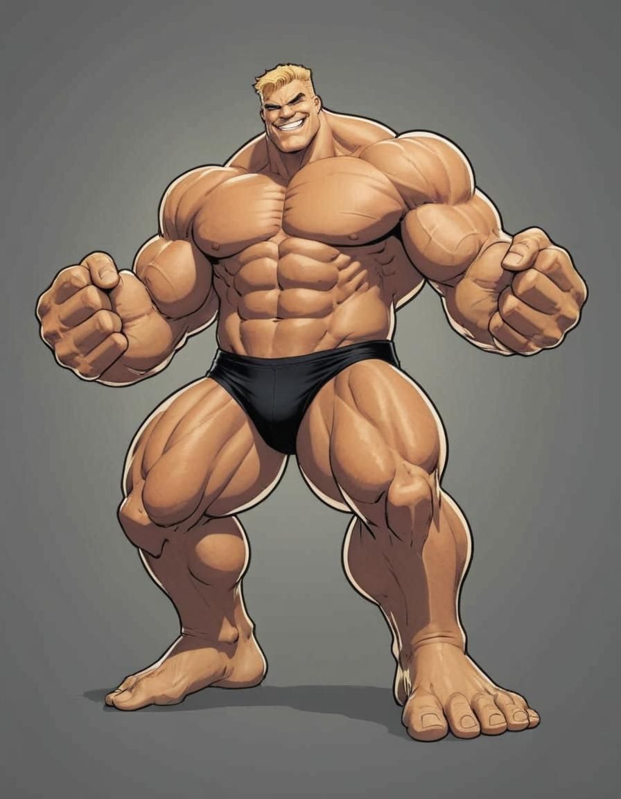 Giant Muscular Man with Sunglasses and Spiky Hair