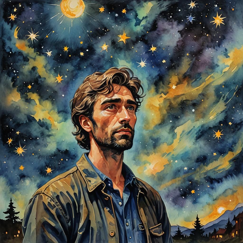 Impressionistic Gouache Painting: Starry Night