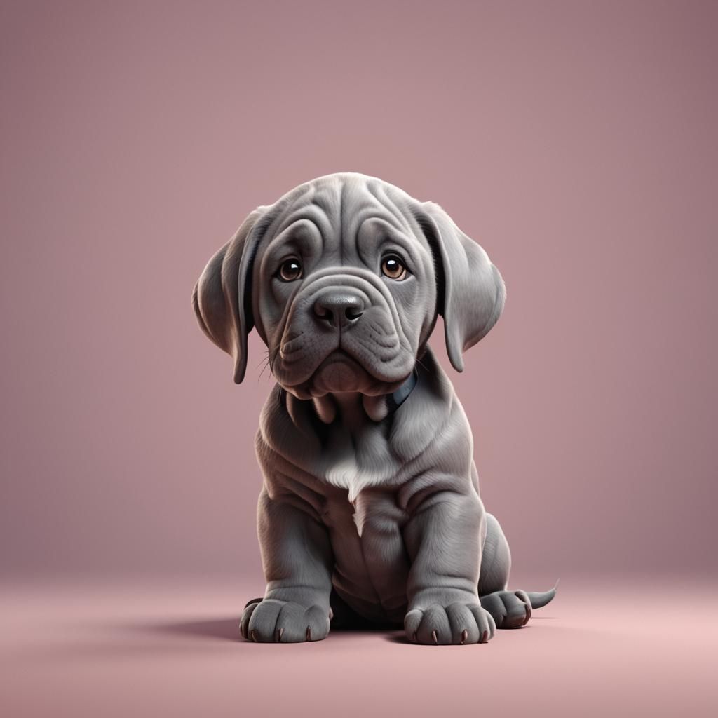 Cute Neopolitan Mastiff Puppy in 3D Cartoon Style