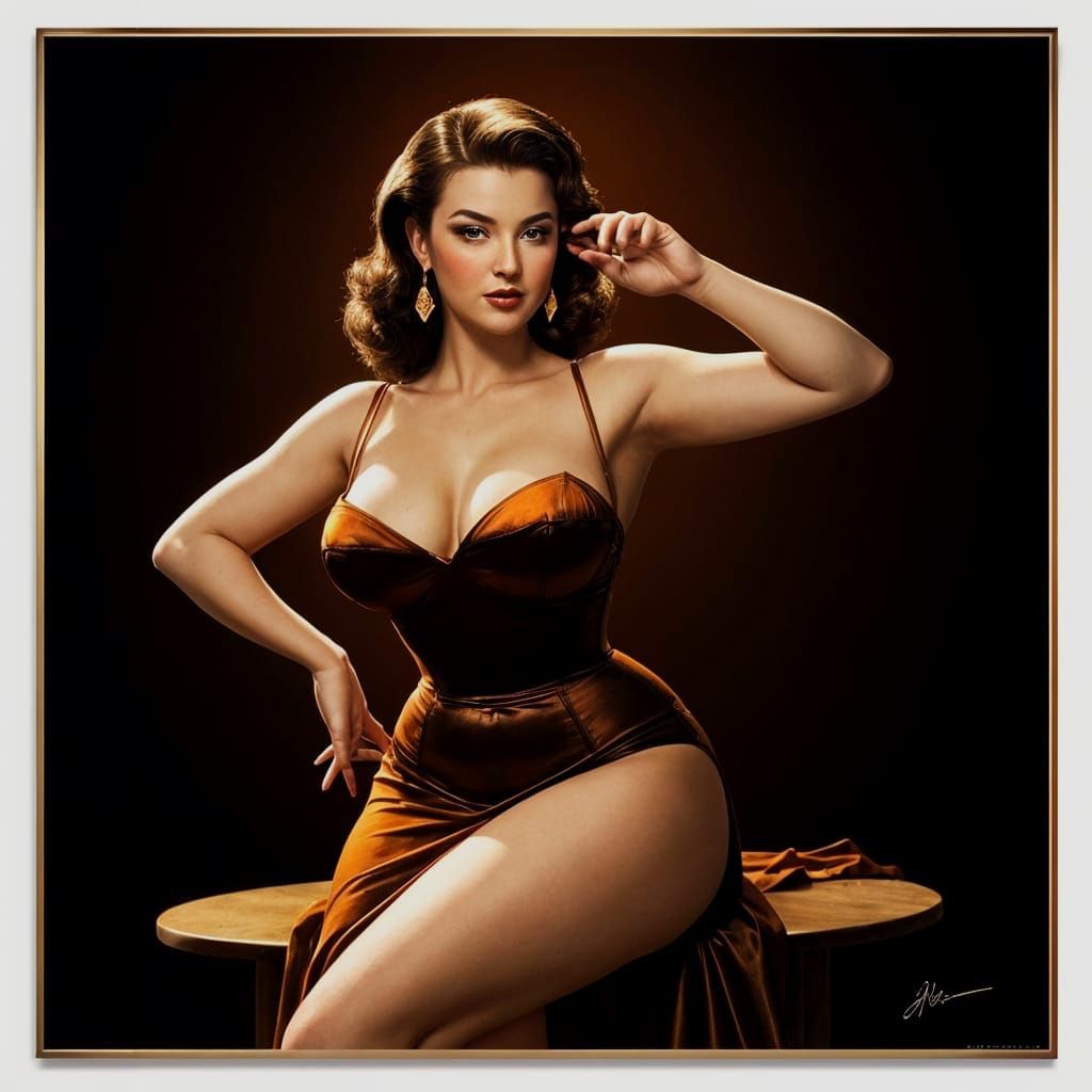 Sultry Pinup Girl in Golden Hour Glow
