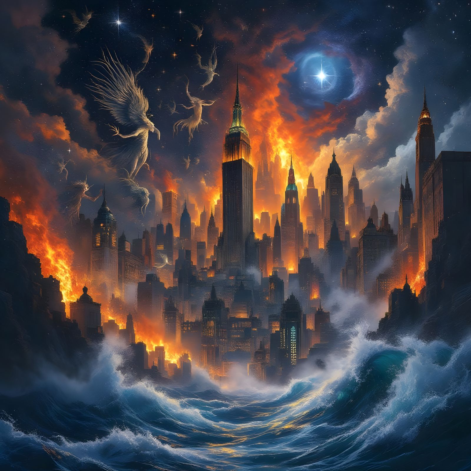 NYC Overrun by Mythological Deities in Surreal Blaze