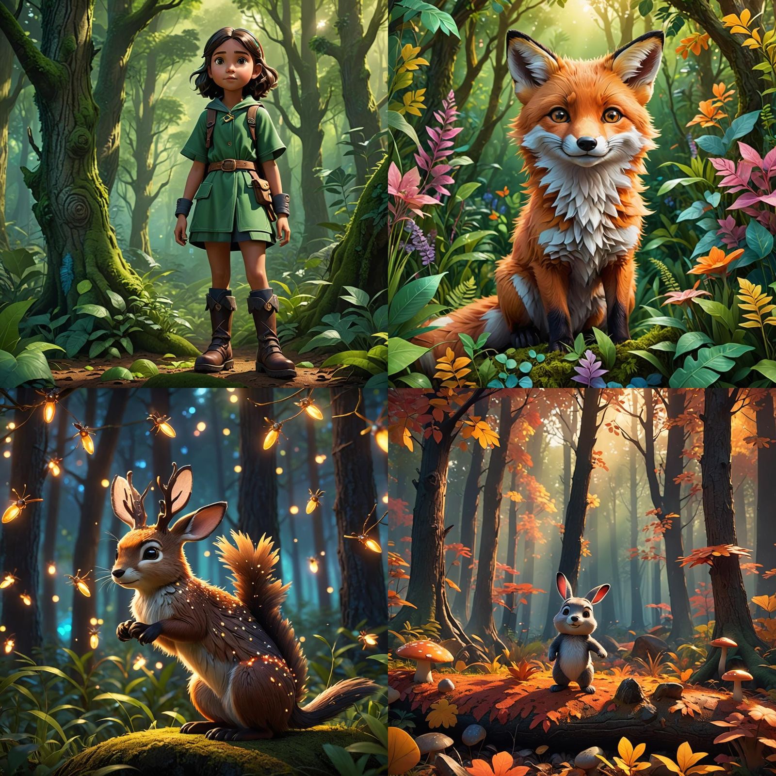 Magical Forest Child Character Concepts in 3D Style
