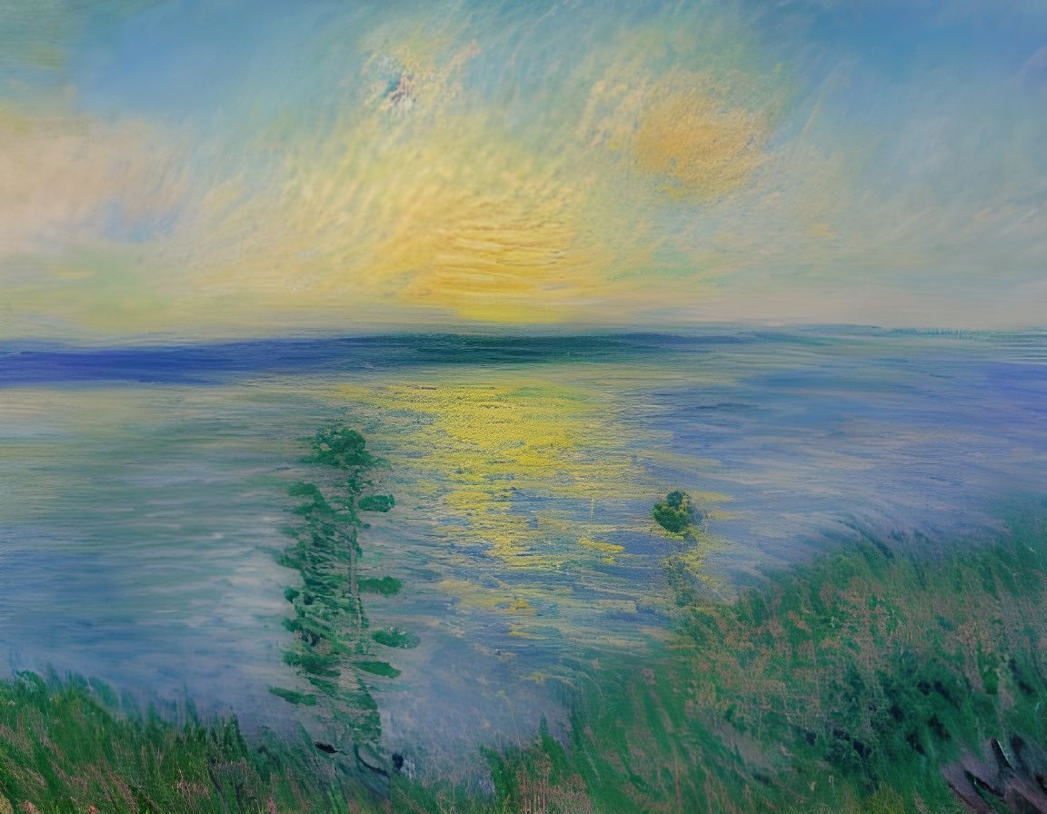 Coastal Impressionism: Ocean View from a Cliffside