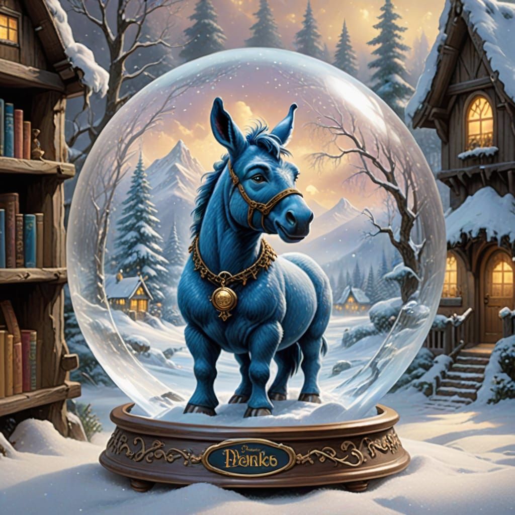 Eeyore in Magical Snow Globe - Ethereal Fantasy Art