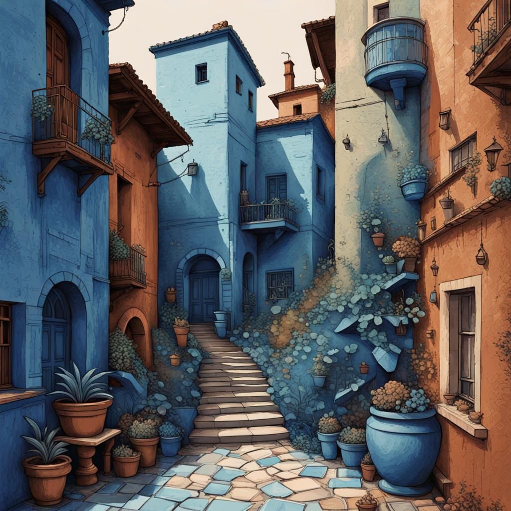 Village Alley in Complementary Colors