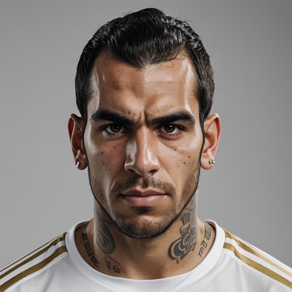 Detailed Portrait of Soccer Player with Tattoos