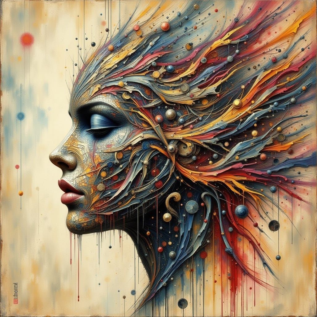 Abstract Art Exploring Love and Hate