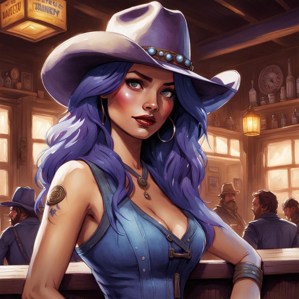 Girl in Cowboy Hat, Disney Pixar Comic Art