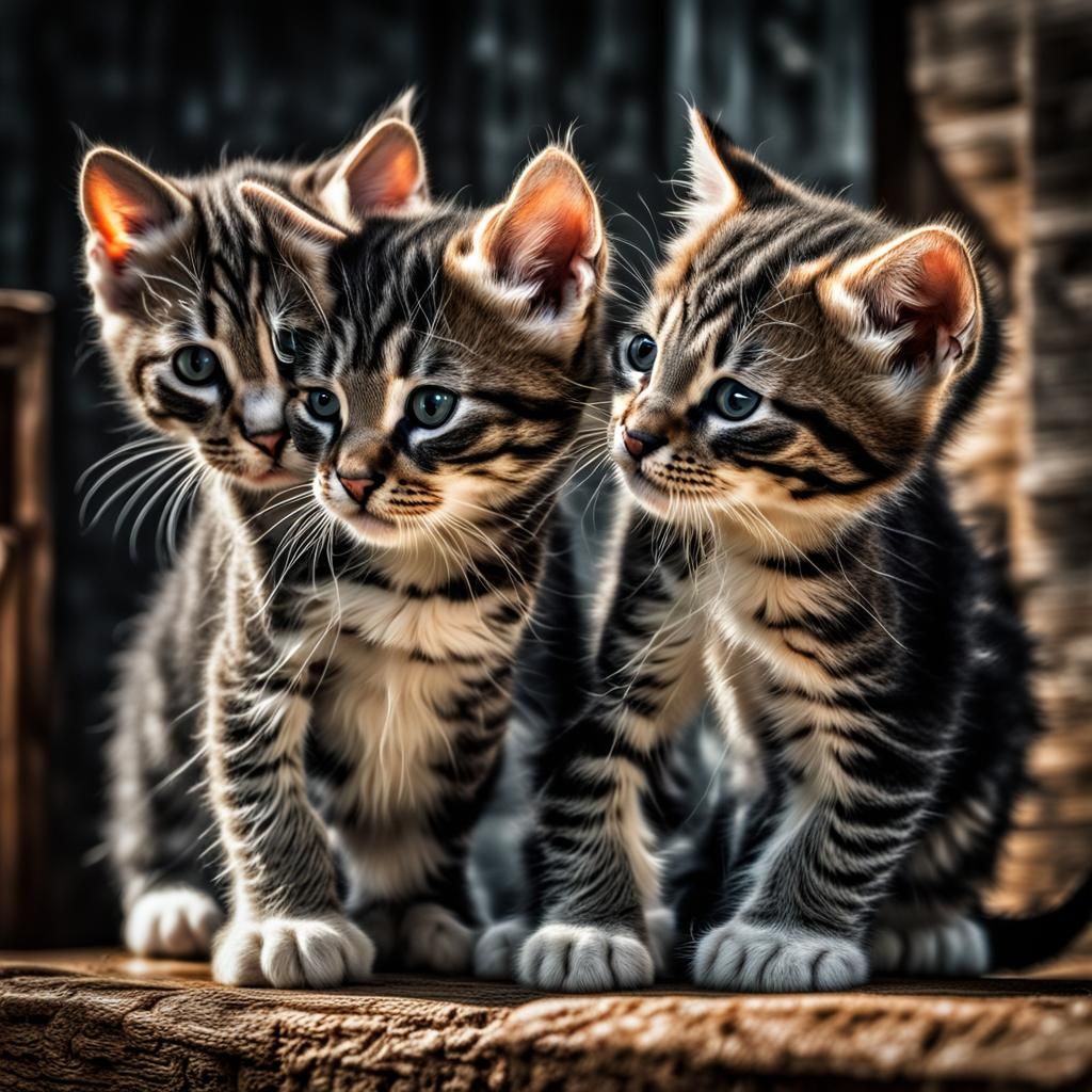 Kittens Playing: Hyperrealistic 64 Megapixel Image