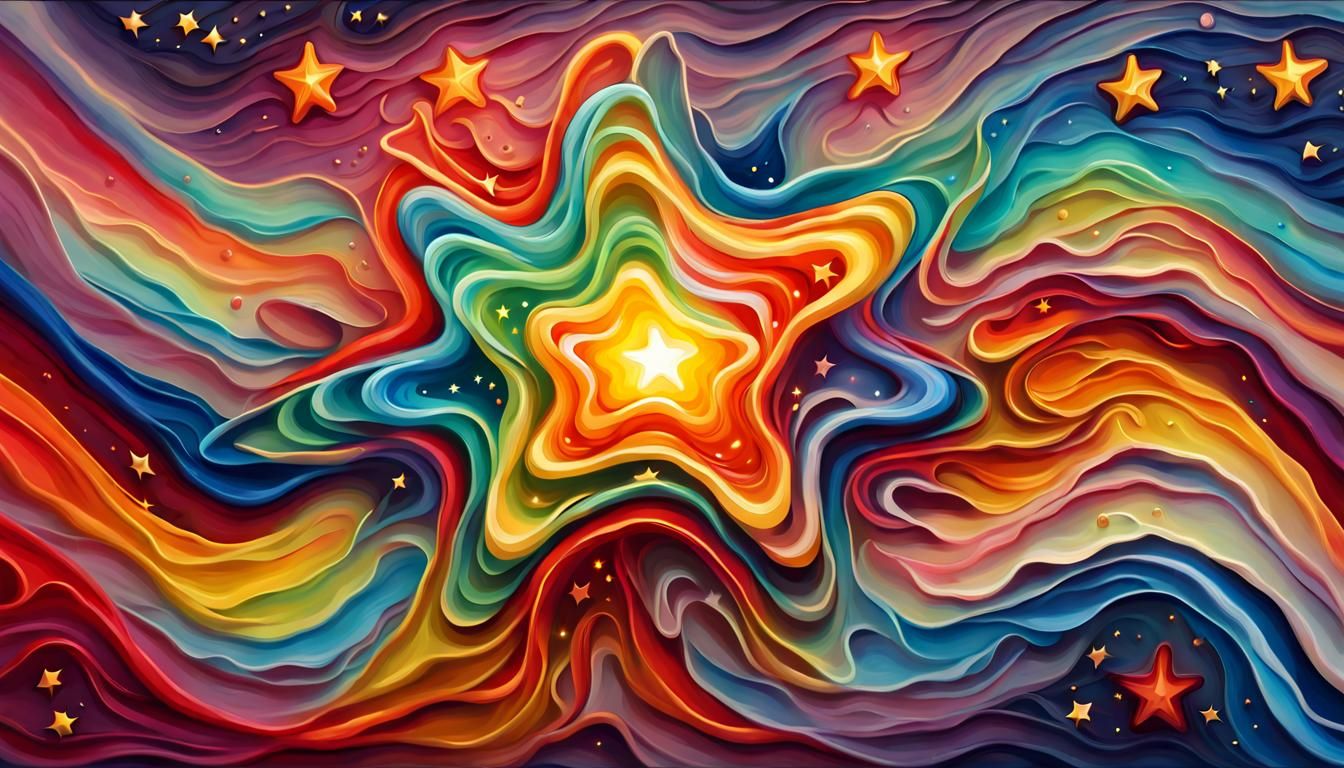 Newborn Star Surrounded by Jelly Coils, Impasto Oil Painting