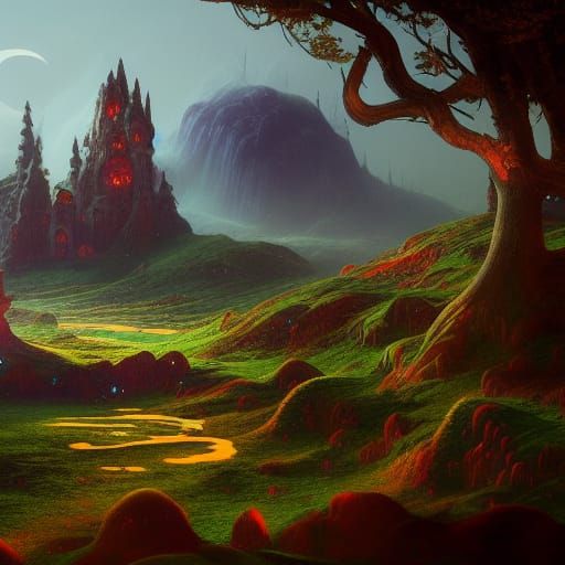 Mystic Moon Over Magic Hill: Fantasy Art