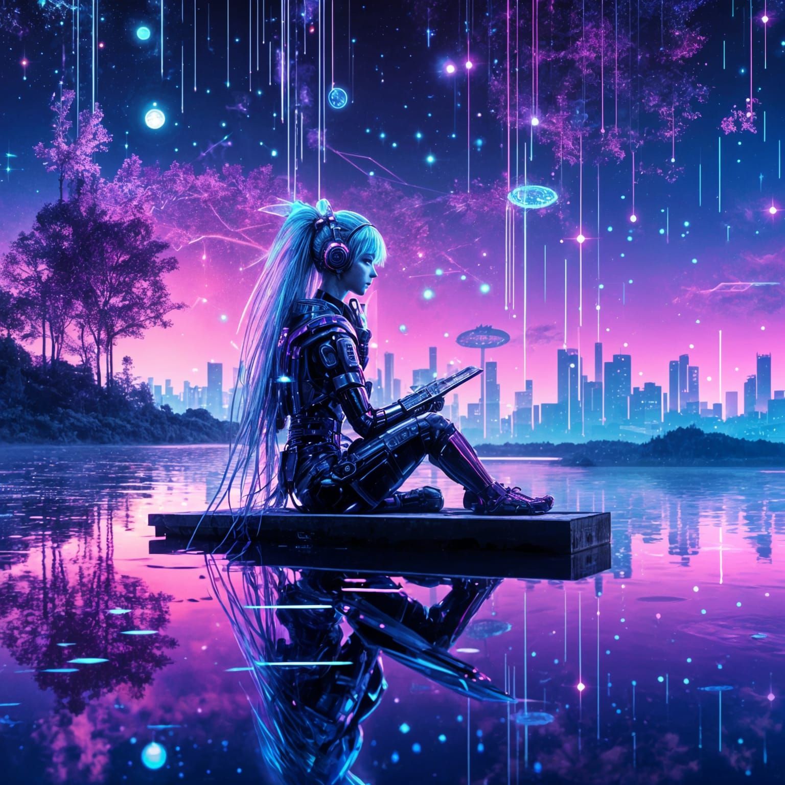 Cyber Pixie on Dock Reflecting Stars