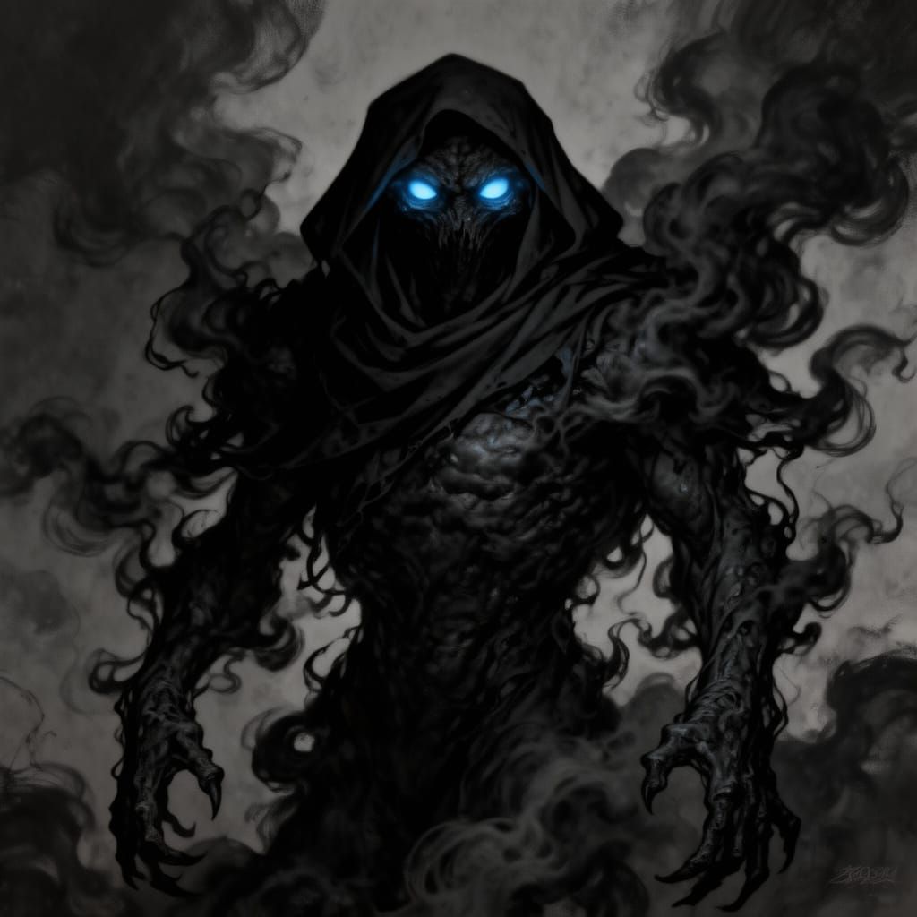 DnD Creature Illustration: Dark Artist of Smoke and Shadows