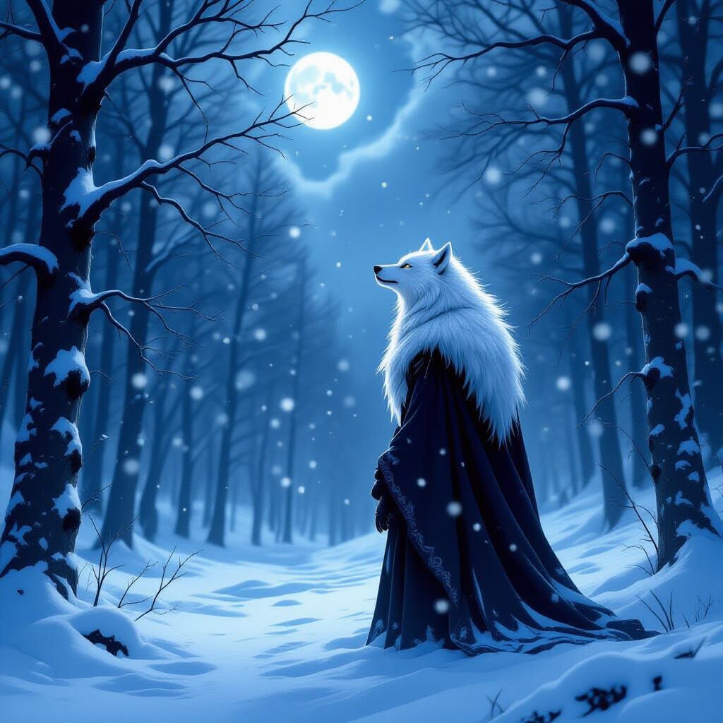 Blind Werewolf in Snowy Forest