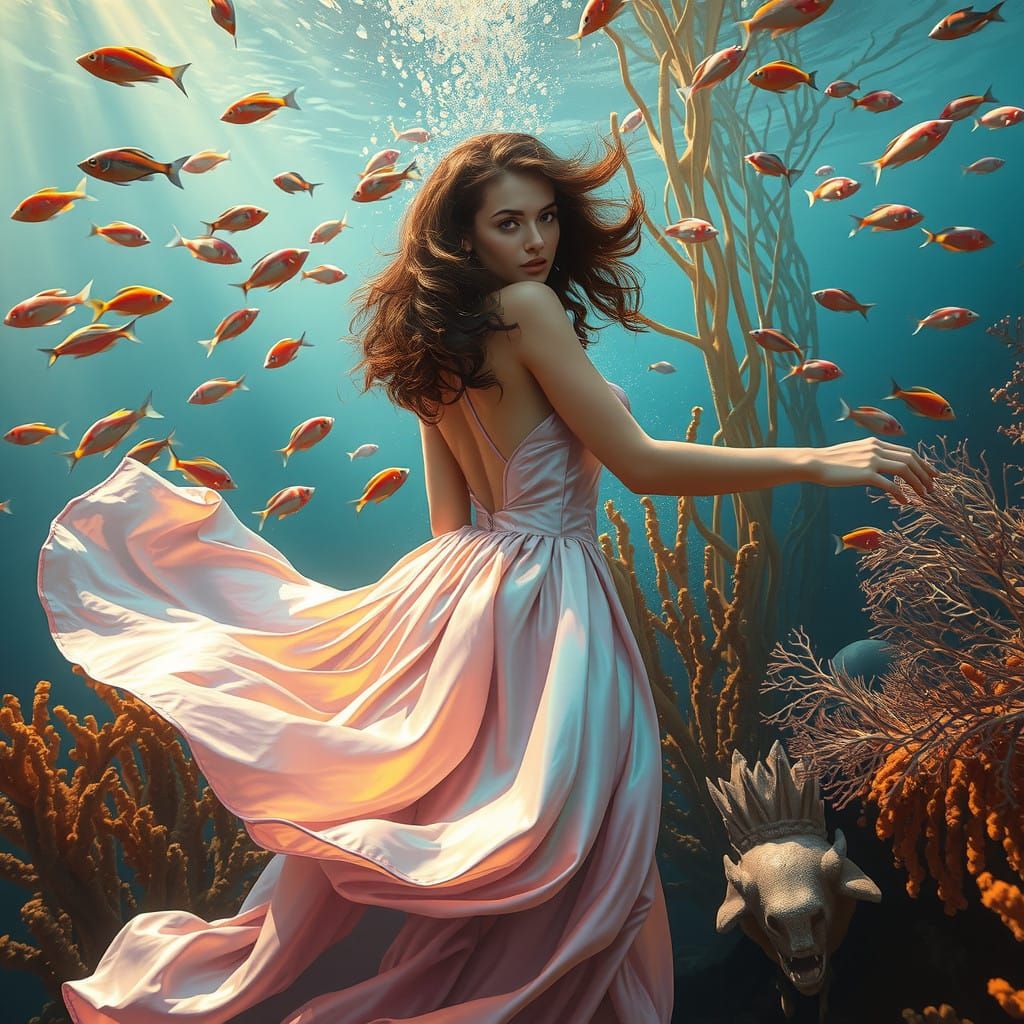 Dreamy Oceanic Scene in Vibrant, Hyper-Realistic Style