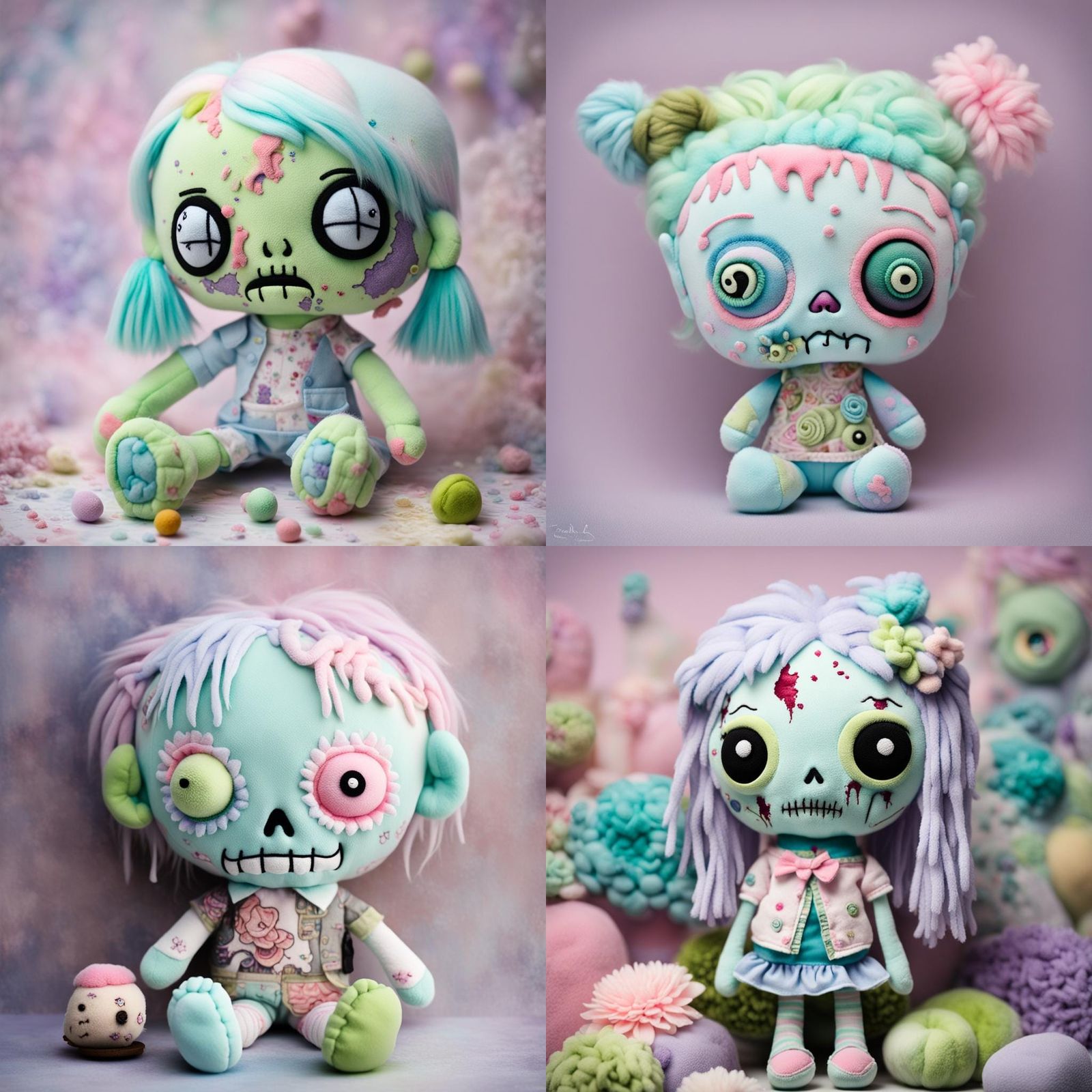 Pastel Zombie Plush in Pop Surrealism Style