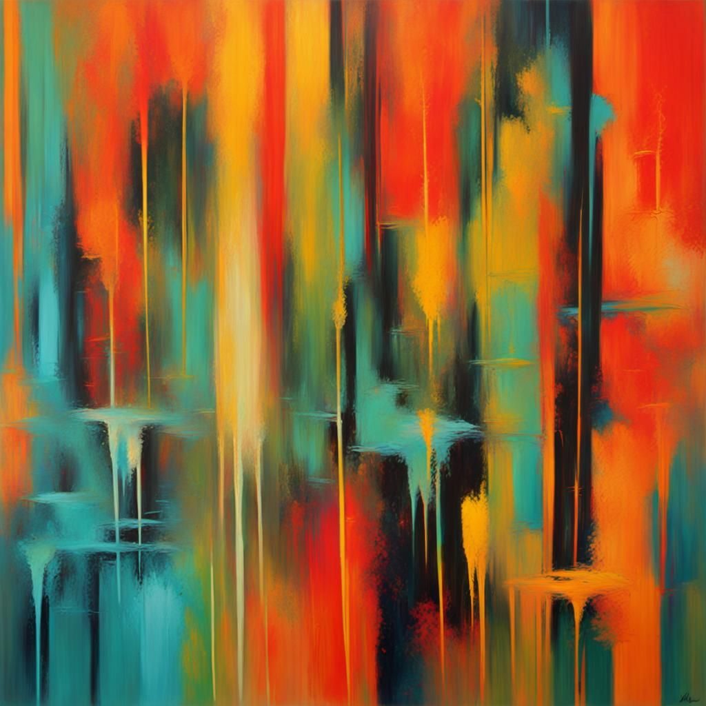 Expressionistic Art Deco Acrylic Painting