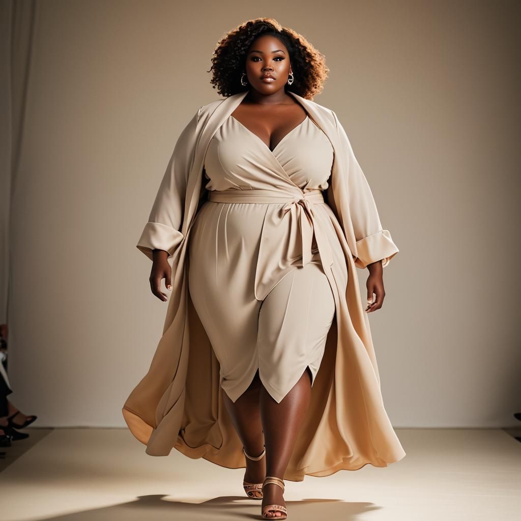Plus-Size Model Struts Runway in High-Fashion Photo