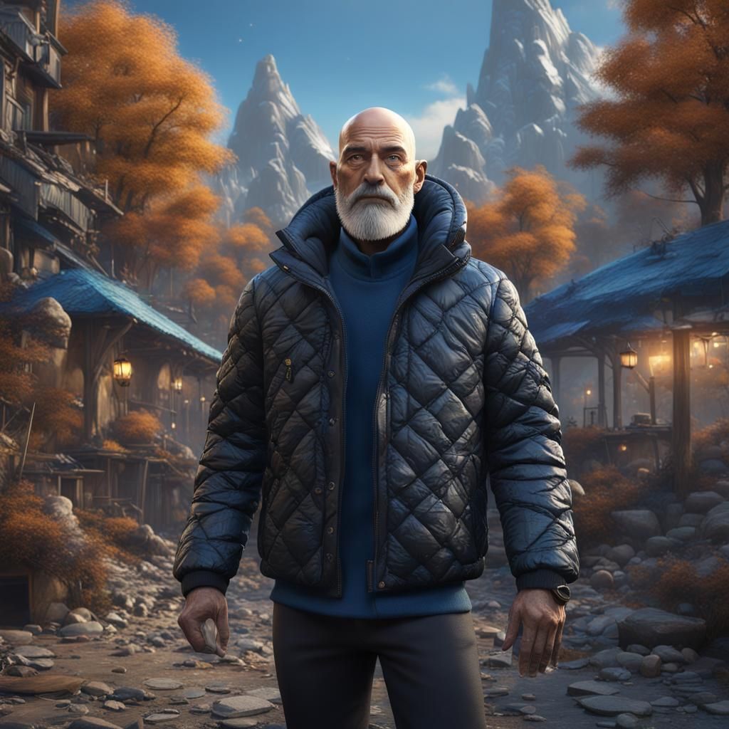 Man with Tablet: Detailed Matte Painting in Deep Color