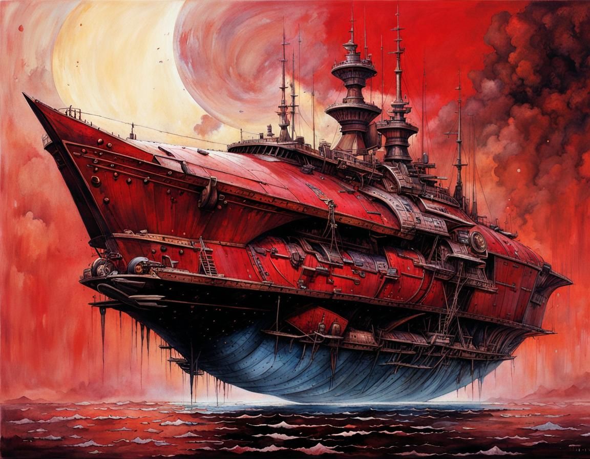 Futuristic Crystal Ship in Painterly Impression Style