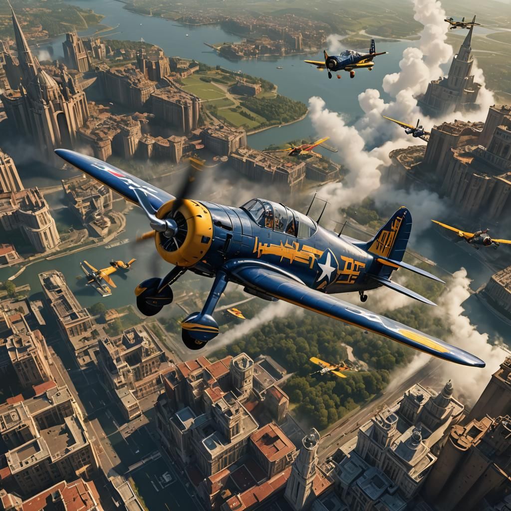 Pope Piloting T-6 Texan Aircraft: Detailed Matte Painting