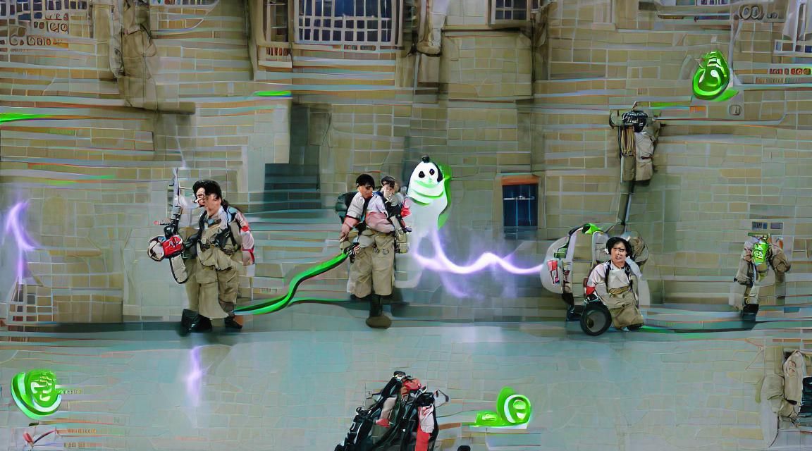 Ghostbuster with Proton Pack Ready for Action