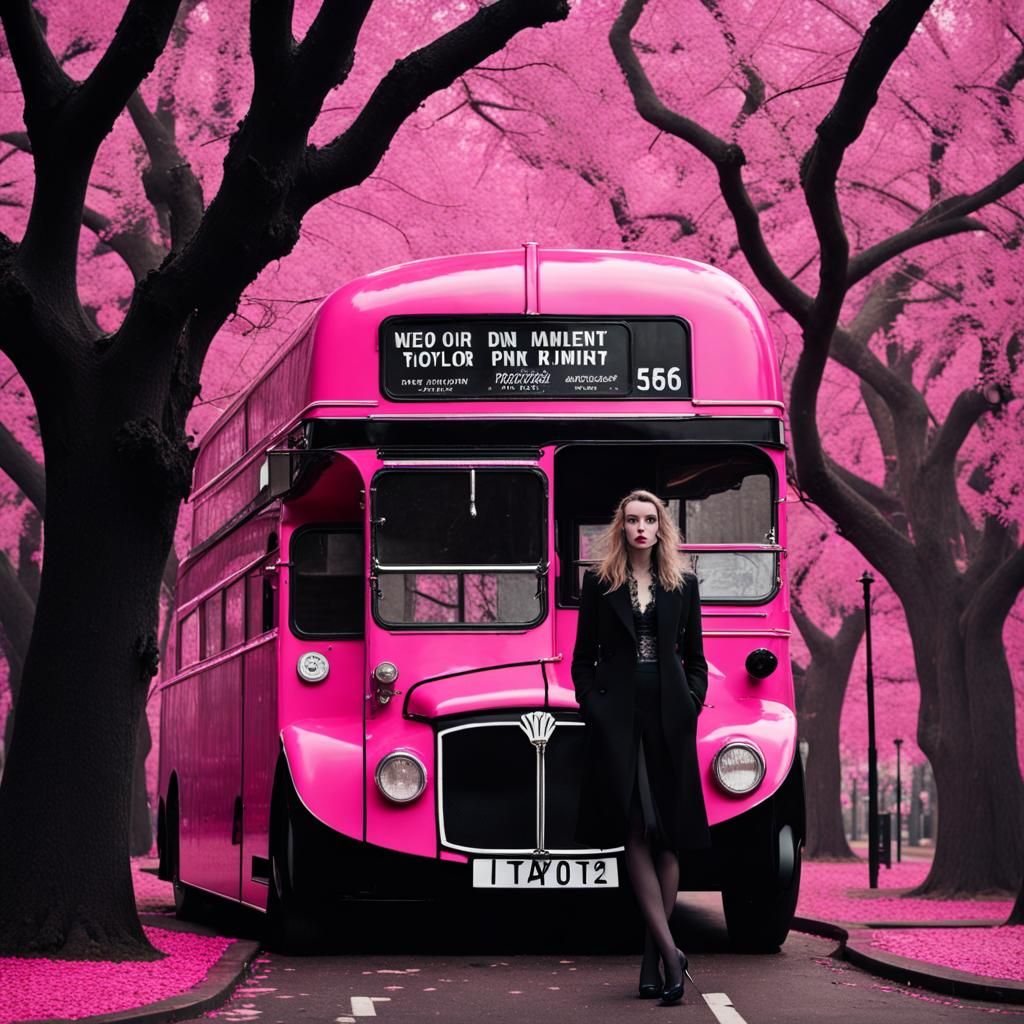 Neo-Baroque Scene with London Bus and Figures