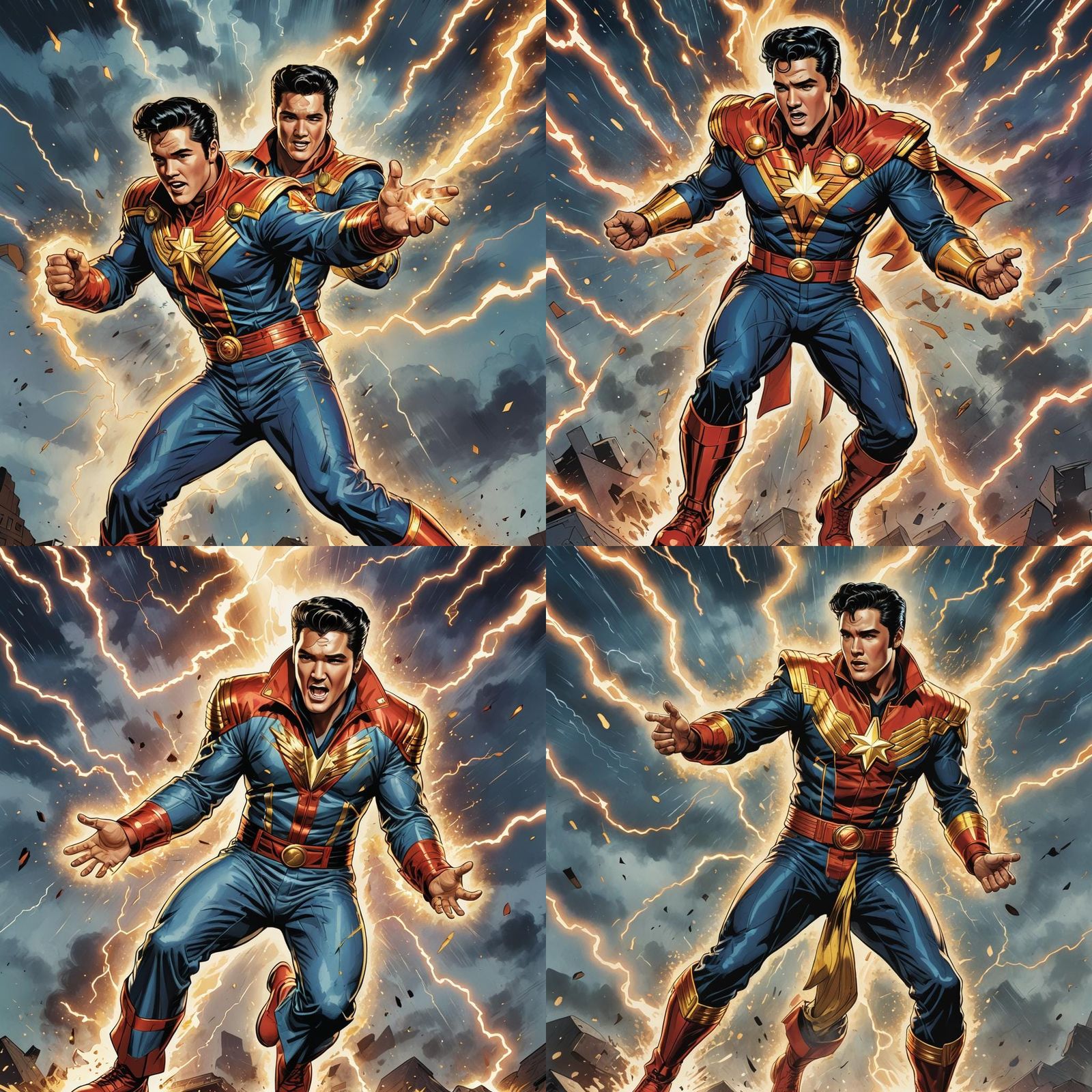 Elvis Presley as Captain Marvel Jr. in Comic Art