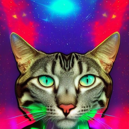 Holographic Egyptian Mau in Astral Cosmic Style