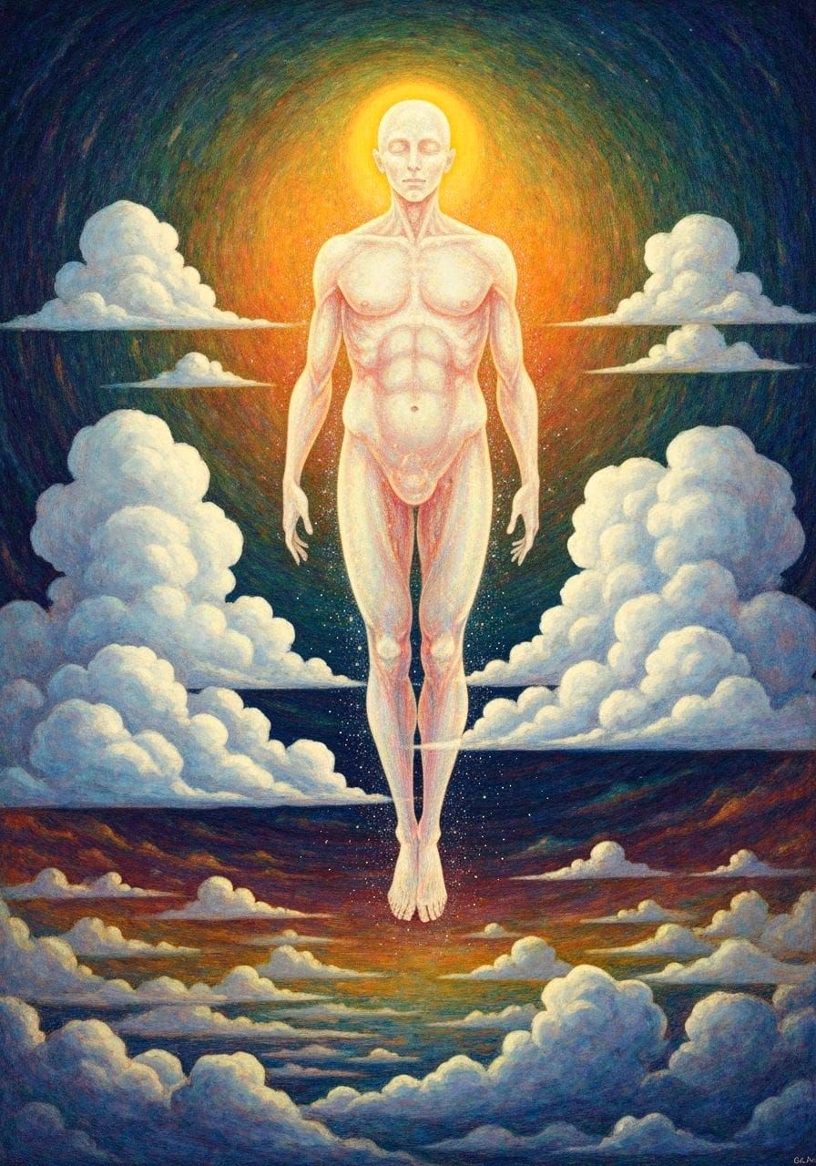 A glowing soul ascends