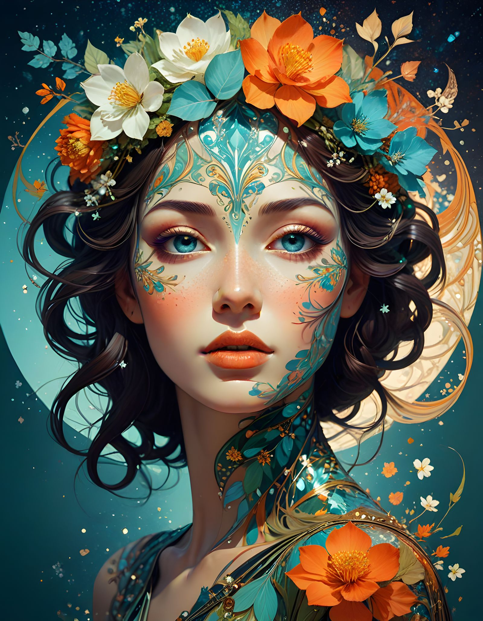 Ethereal Avatar in Art Nouveau Silhouette