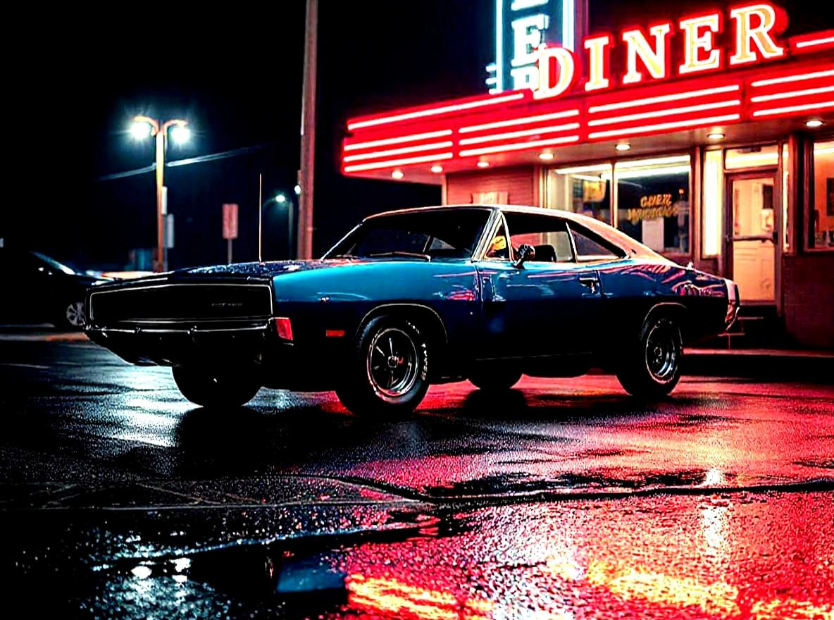 1969 Dodge Charger in Neon Diner Glow