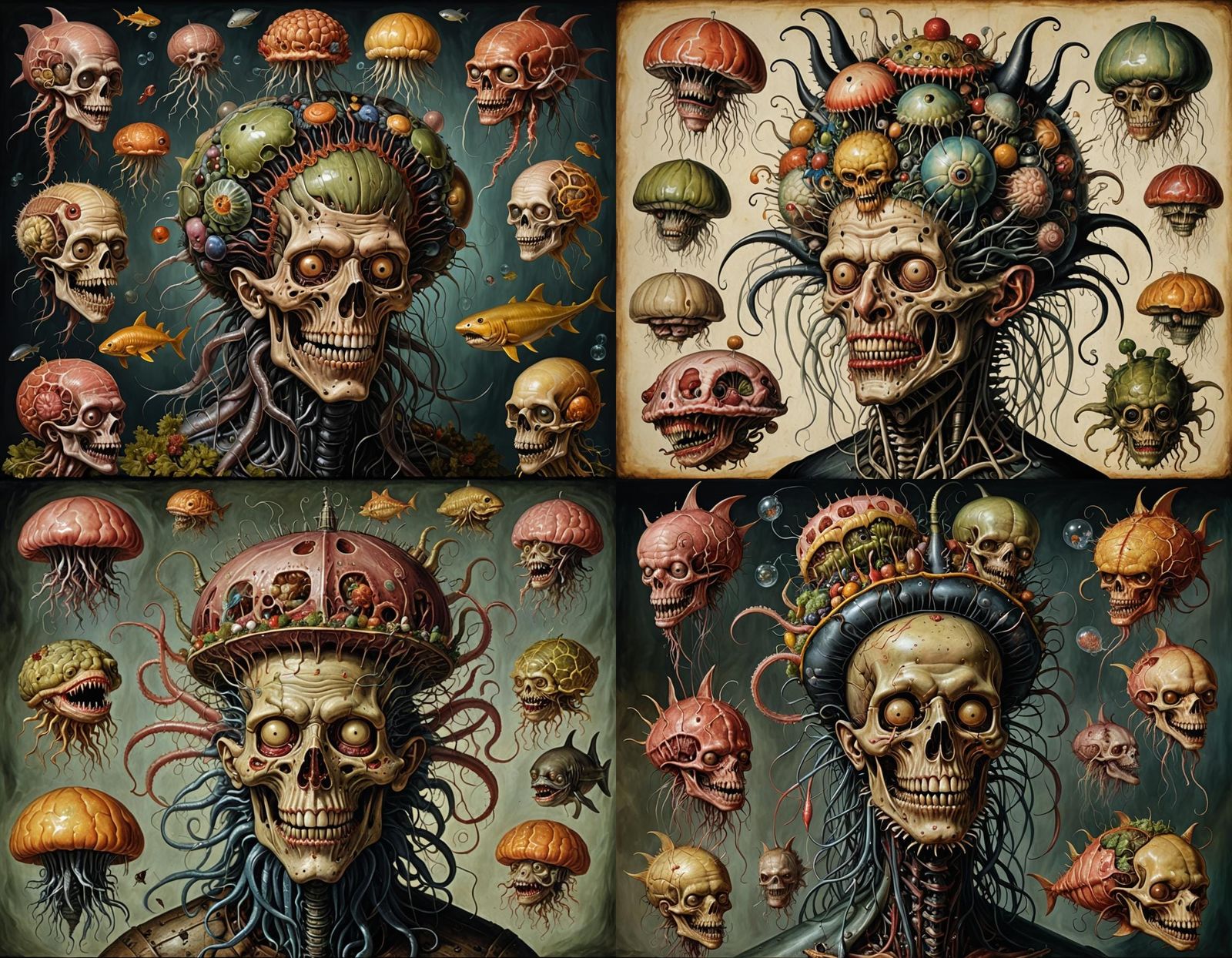 Hybrid Shark Jellyfish Mutant in Renaissance Grotesque Style